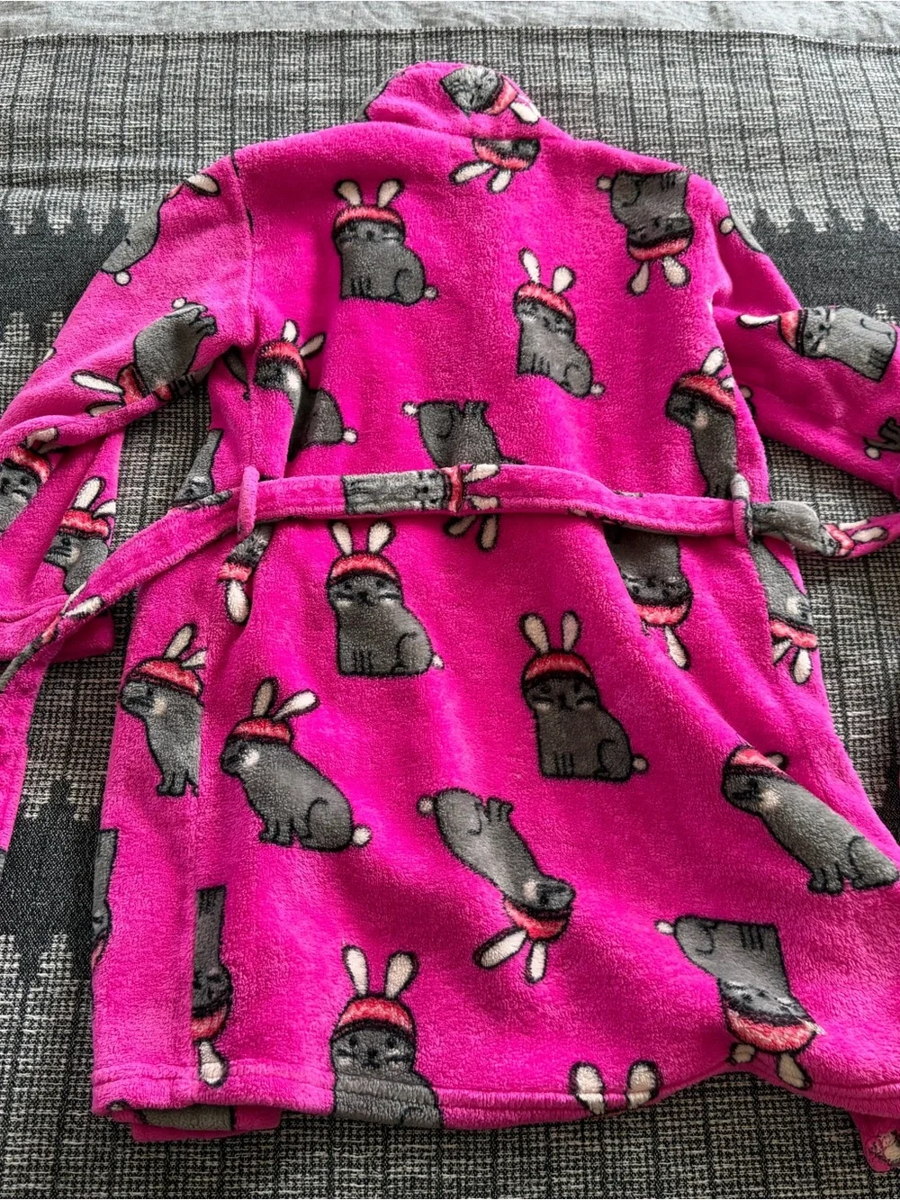 Cuddl Duds Girls' Hot Pink Bunny Print Fleece Robe